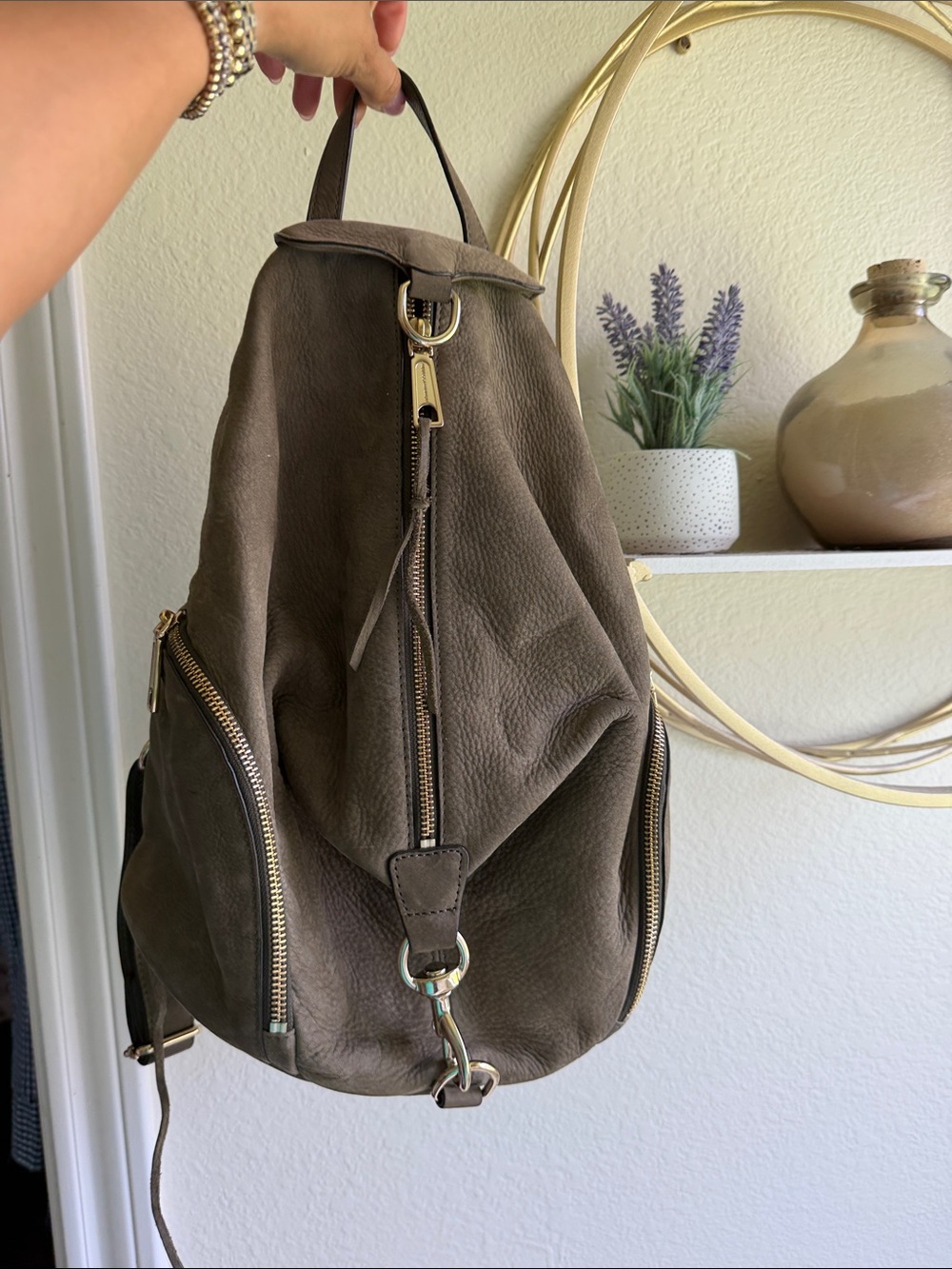 Rebecca Minkoff Olive Green Leather Julian Backpack
